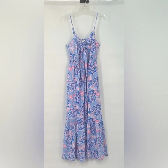 GRACE KARIN Summer Maxi Floral Tie Spaghetti Strap Boho Beach Flowy Sundress - Picture 11 of 16